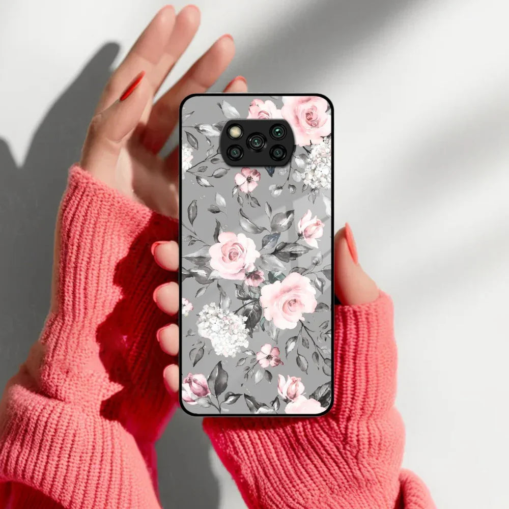Retro Floral Glossy Glass Case Cover V2 For Poco - ShopOnCliQ