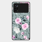 Retro Floral Glossy Glass Case Cover V2 For Poco X4 Pro 5G