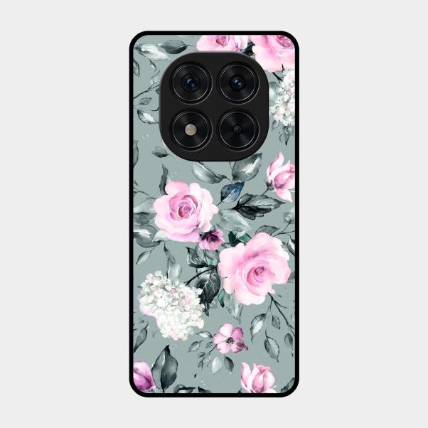 Retro Floral Glossy Glass Case Cover V2 For Poco X7 5G