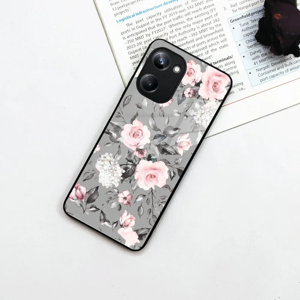 Retro Floral Glossy Glass Case Cover V2 For Realme/Narzo - ShopOnCliQ