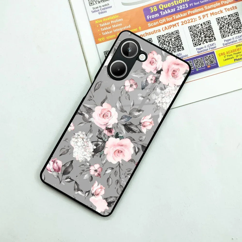 Retro Floral Glossy Glass Case Cover V2 For Realme/Narzo - ShopOnCliQ