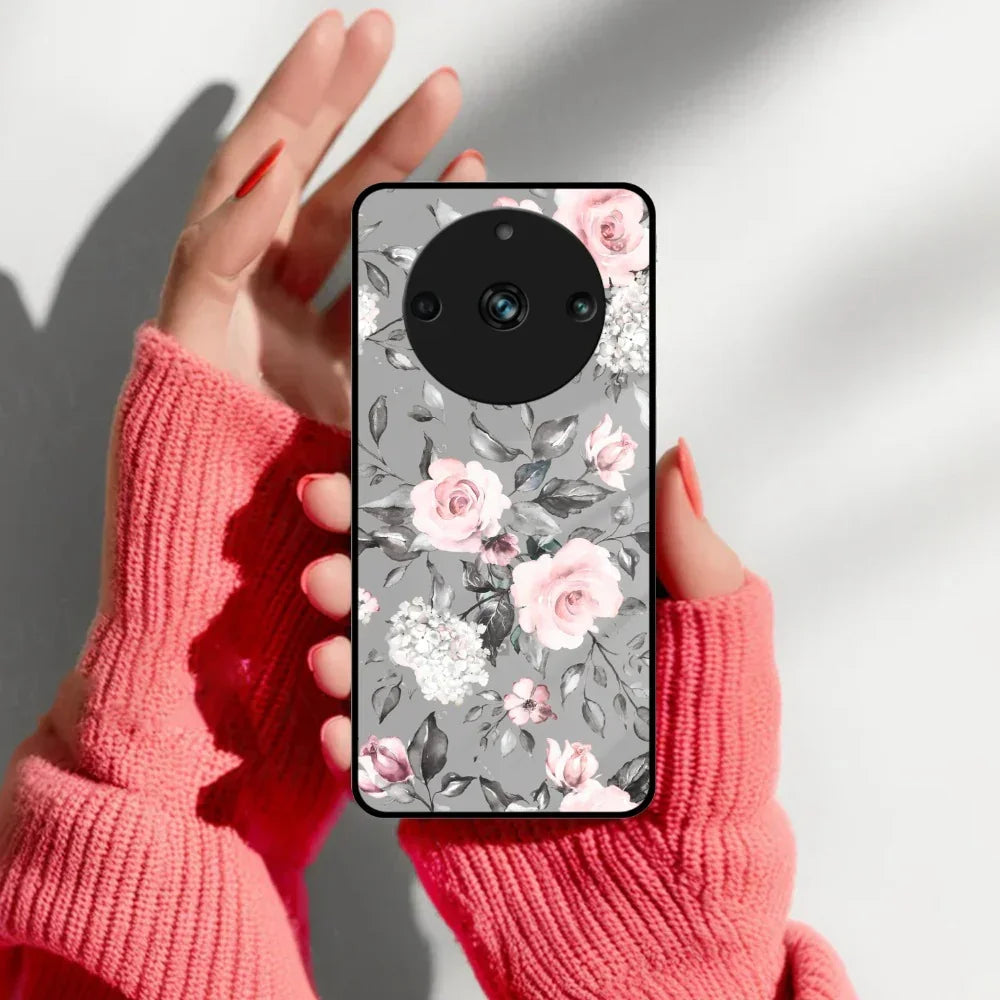 Retro Floral Glossy Glass Case Cover V2 For Realme/Narzo - ShopOnCliQ