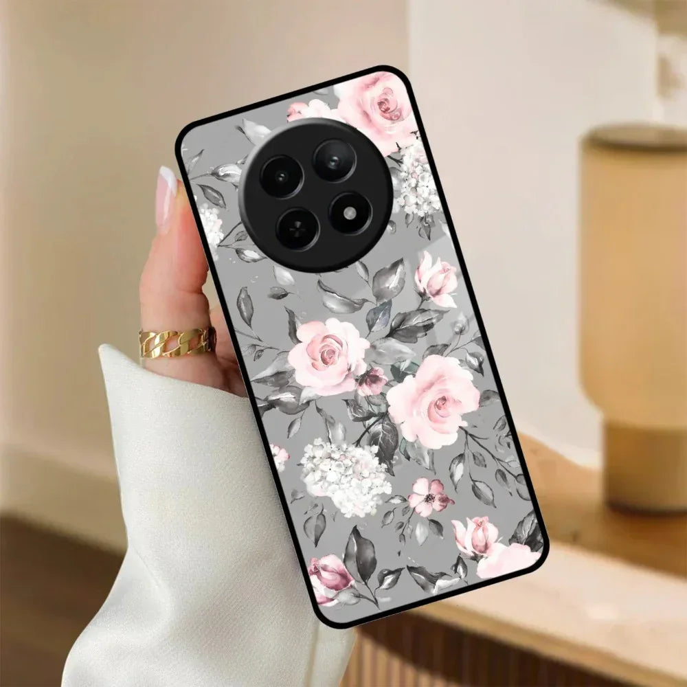 Retro Floral Glossy Glass Case Cover V2 For Realme/Narzo - ShopOnCliQ