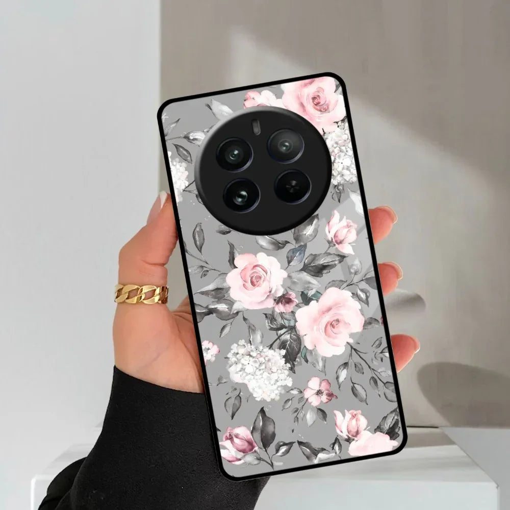 Retro Floral Glossy Glass Case Cover V2 For Realme/Narzo - ShopOnCliQ
