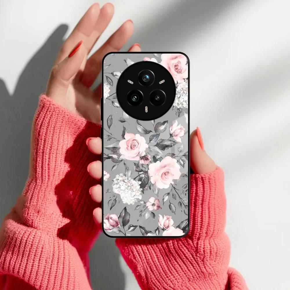 Retro Floral Glossy Glass Case Cover V2 For Realme/Narzo - ShopOnCliQ