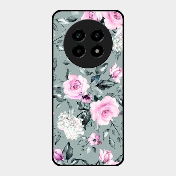 Retro Floral Glossy Glass Case Cover V2 For Realme 14 Pro Lite 5G