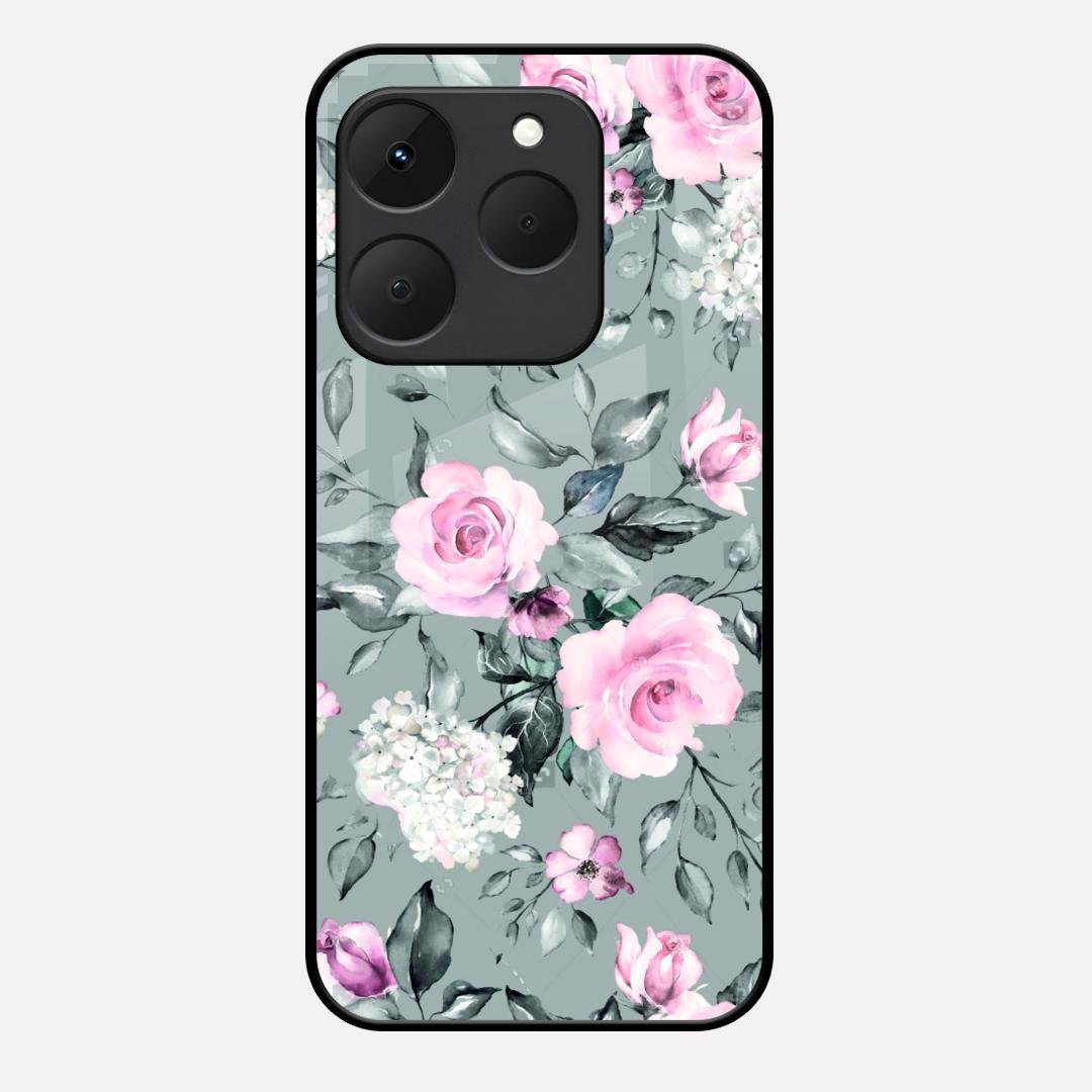 Retro Floral Glossy Glass Case Cover V2 For Realme 15T 5G