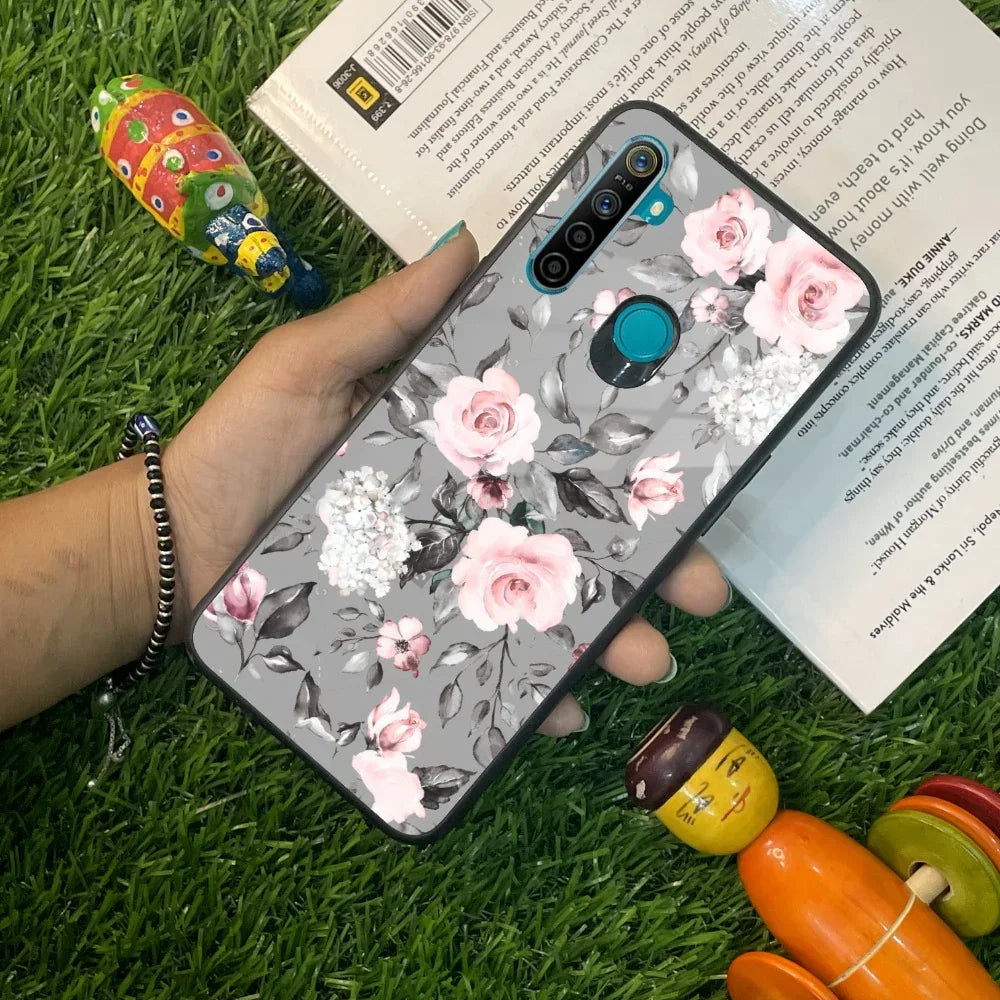Retro Floral Glossy Glass Case Cover V2 For Realme/Narzo - ShopOnCliQ