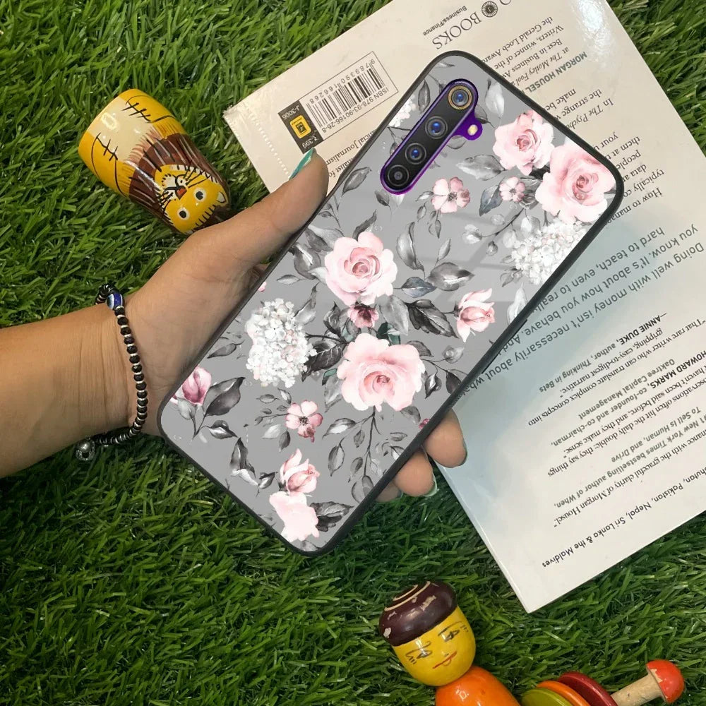 Retro Floral Glossy Glass Case Cover V2 For Realme/Narzo - ShopOnCliQ