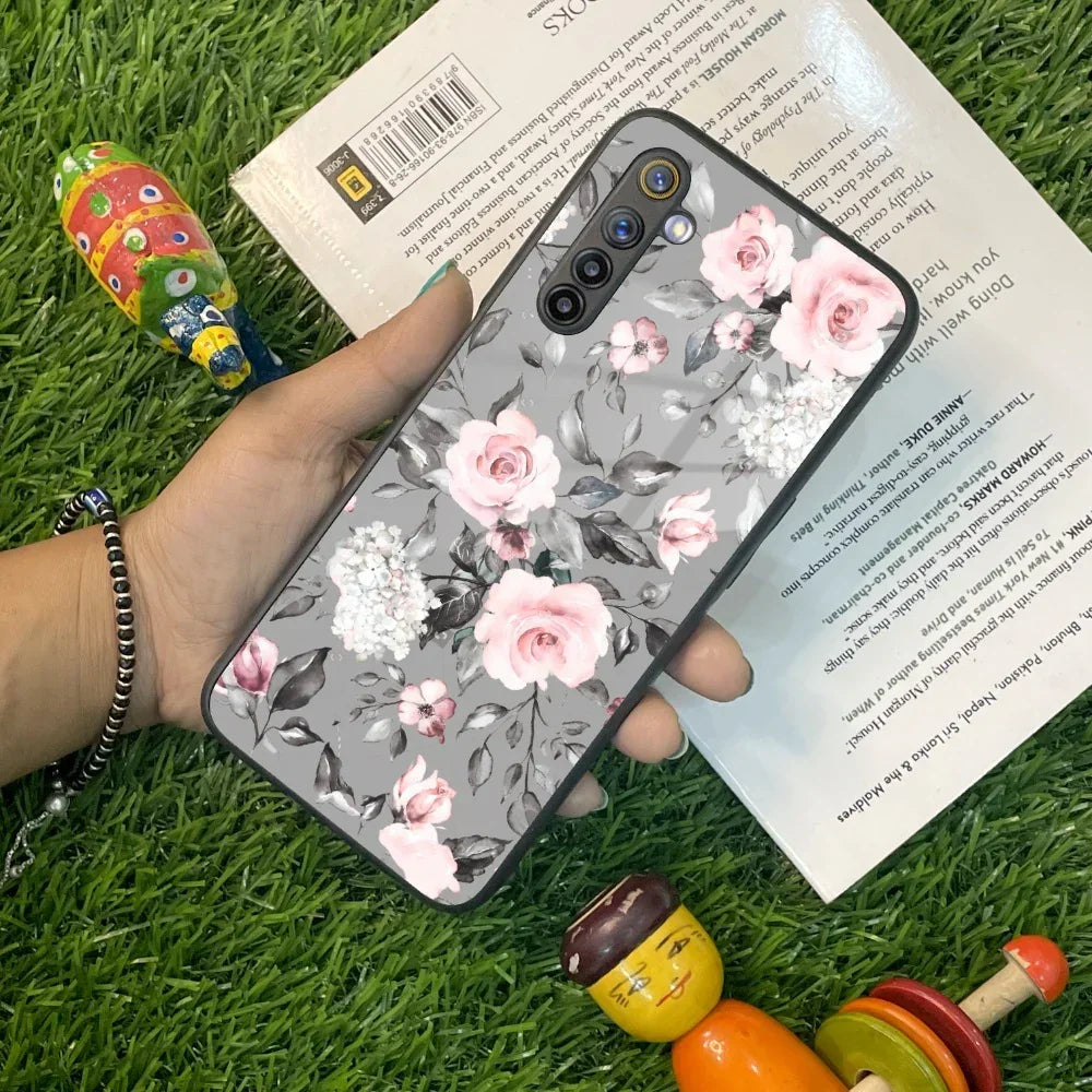 Retro Floral Glossy Glass Case Cover V2 For Realme/Narzo - ShopOnCliQ
