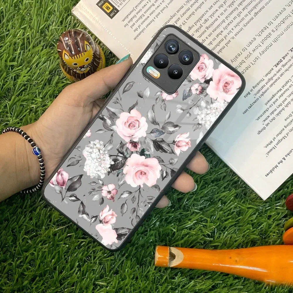 Retro Floral Glossy Glass Case Cover V2 For Realme/Narzo - ShopOnCliQ