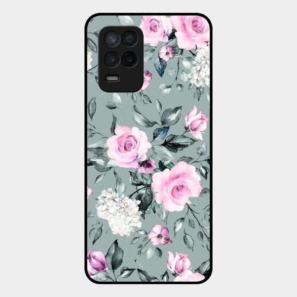 Retro Floral Glossy Glass Case Cover V2 For Realme 9 5G