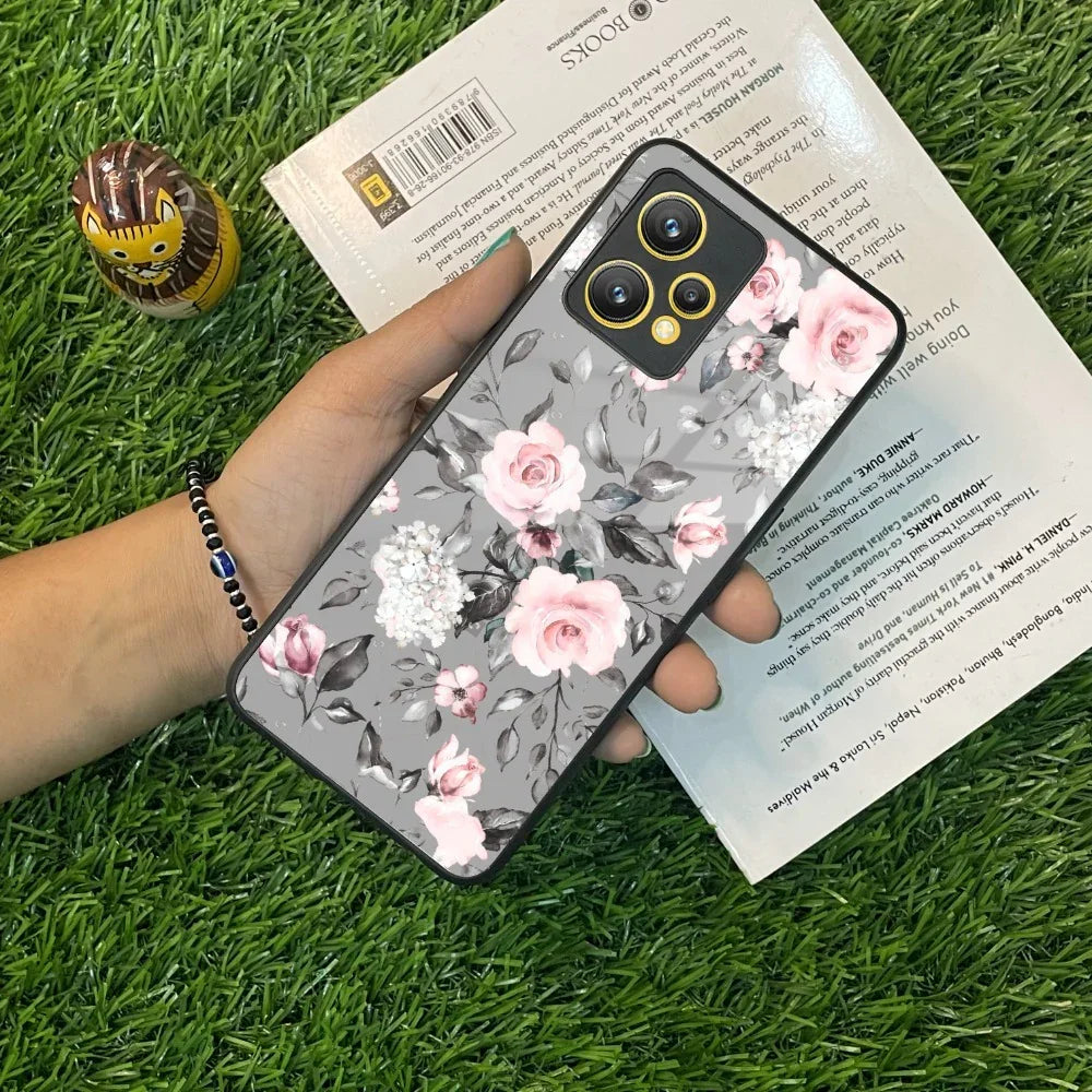 Retro Floral Glossy Glass Case Cover V2 For Realme/Narzo - ShopOnCliQ