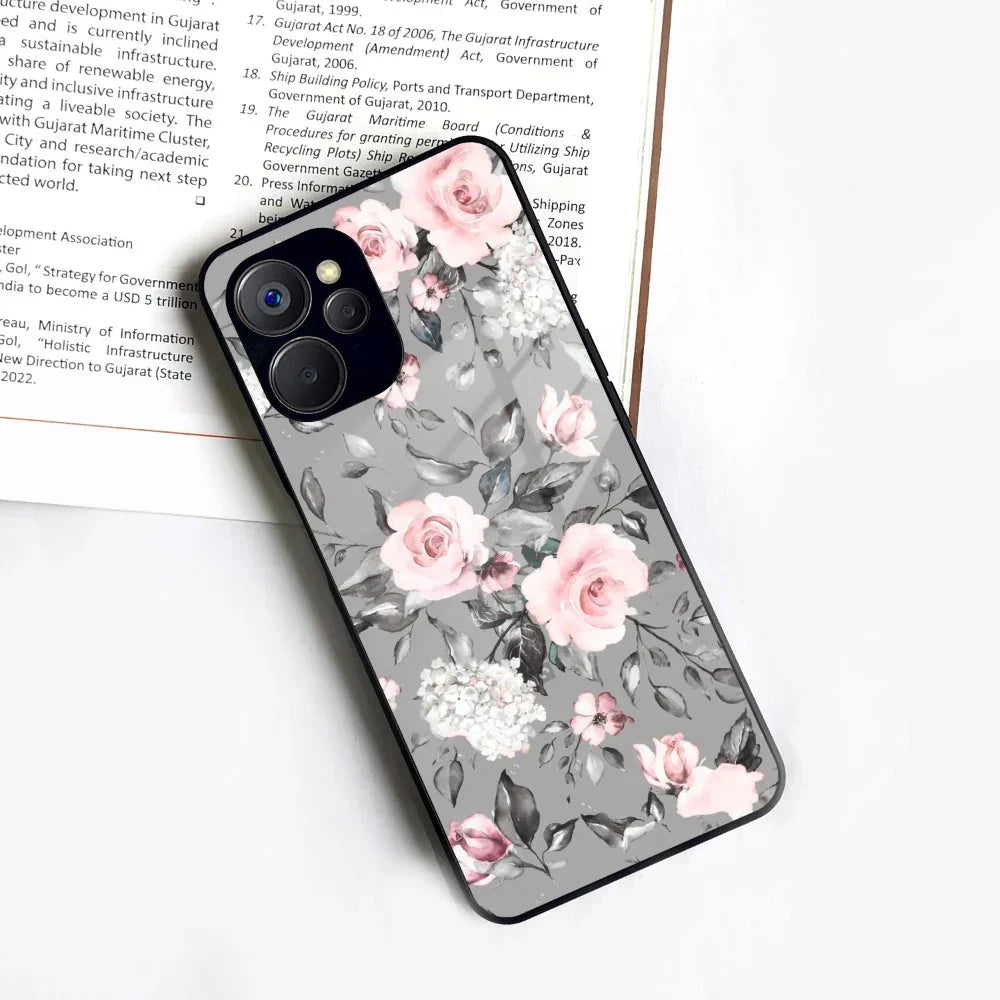 Retro Floral Glossy Glass Case Cover V2 For Realme/Narzo - ShopOnCliQ