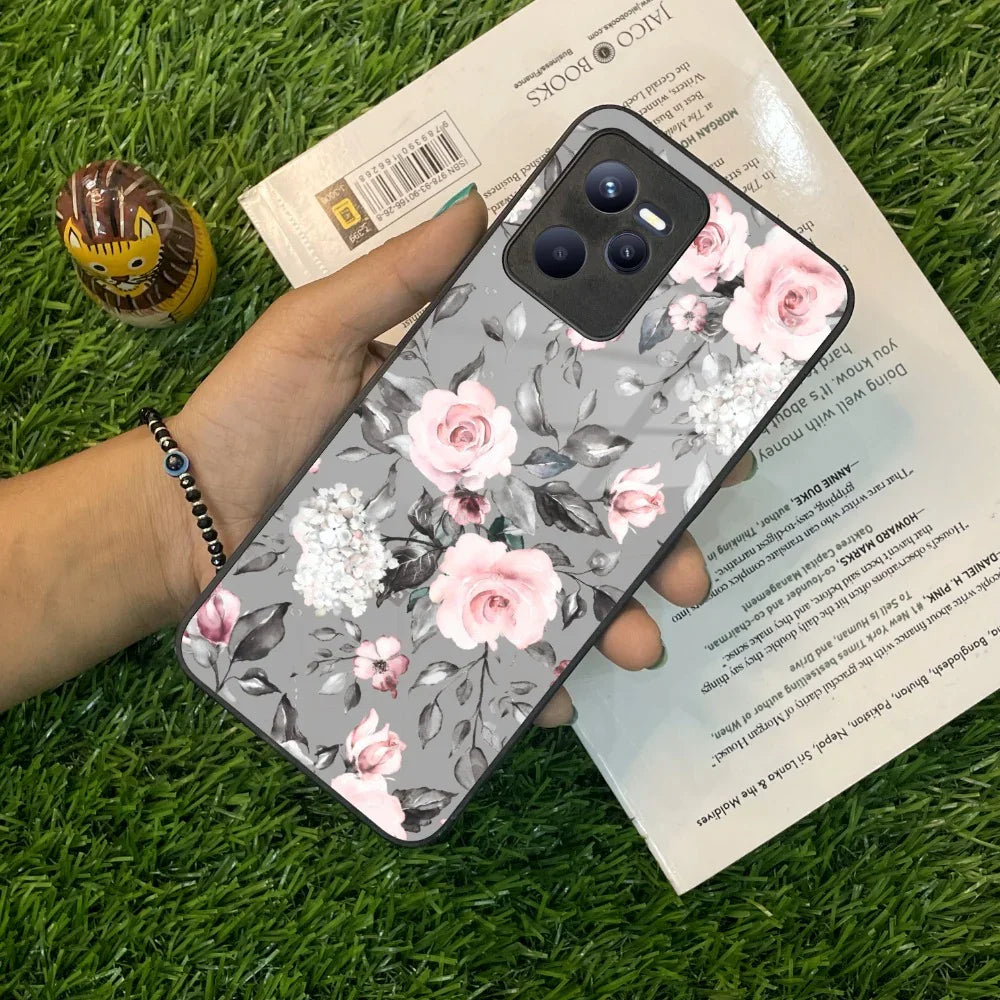 Retro Floral Glossy Glass Case Cover V2 For Realme/Narzo - ShopOnCliQ