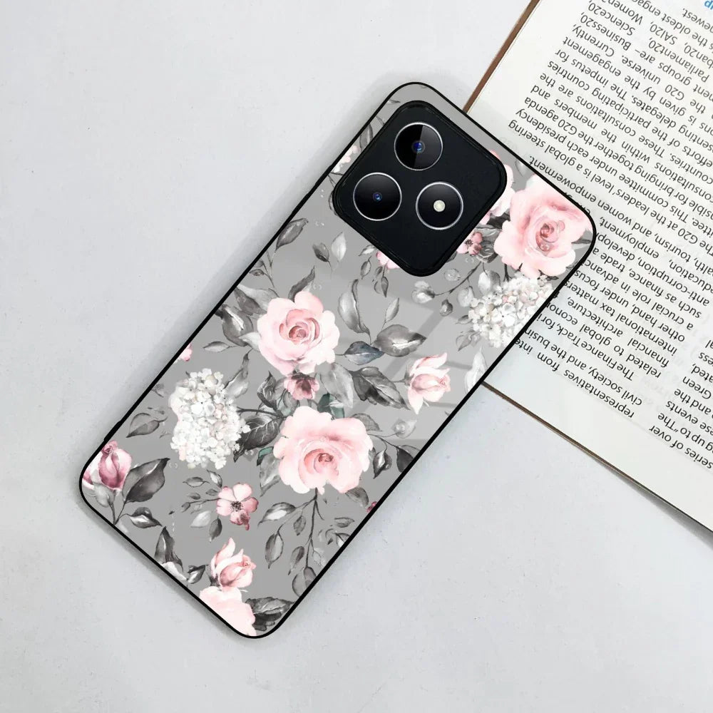 Retro Floral Glossy Glass Case Cover V2 For Realme/Narzo - ShopOnCliQ