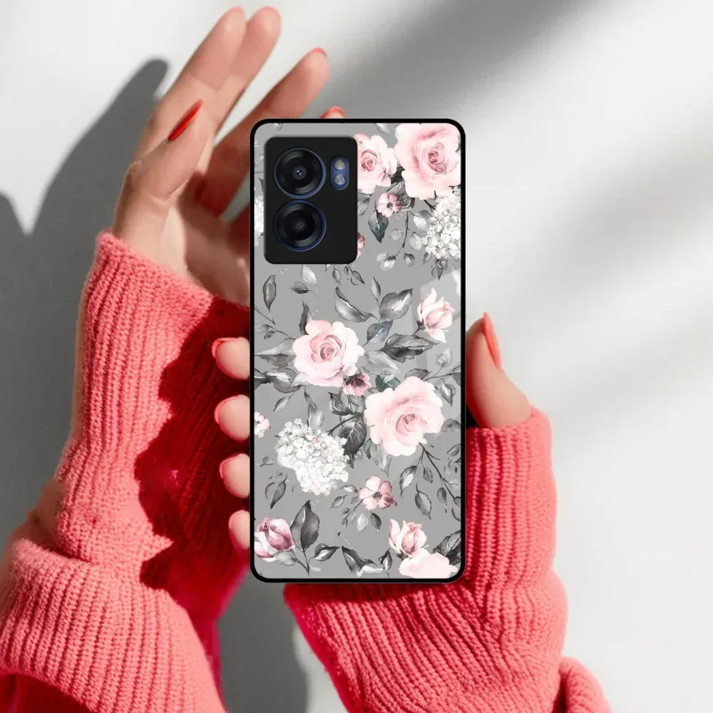 Retro Floral Glossy Glass Case Cover V2 For Realme/Narzo - ShopOnCliQ