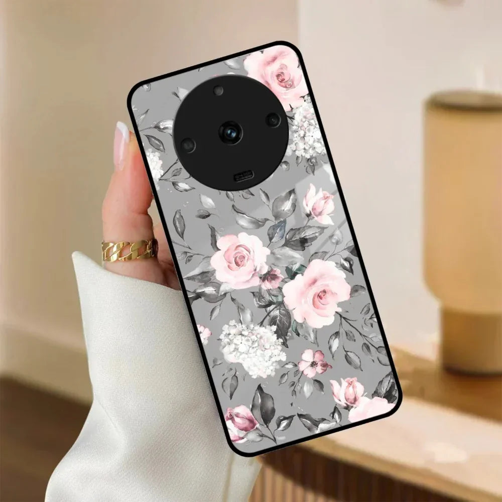 Retro Floral Glossy Glass Case Cover V2 For Realme/Narzo - ShopOnCliQ