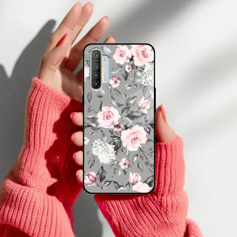 Retro Floral Glossy Glass Case Cover V2 For Realme/Narzo - ShopOnCliQ