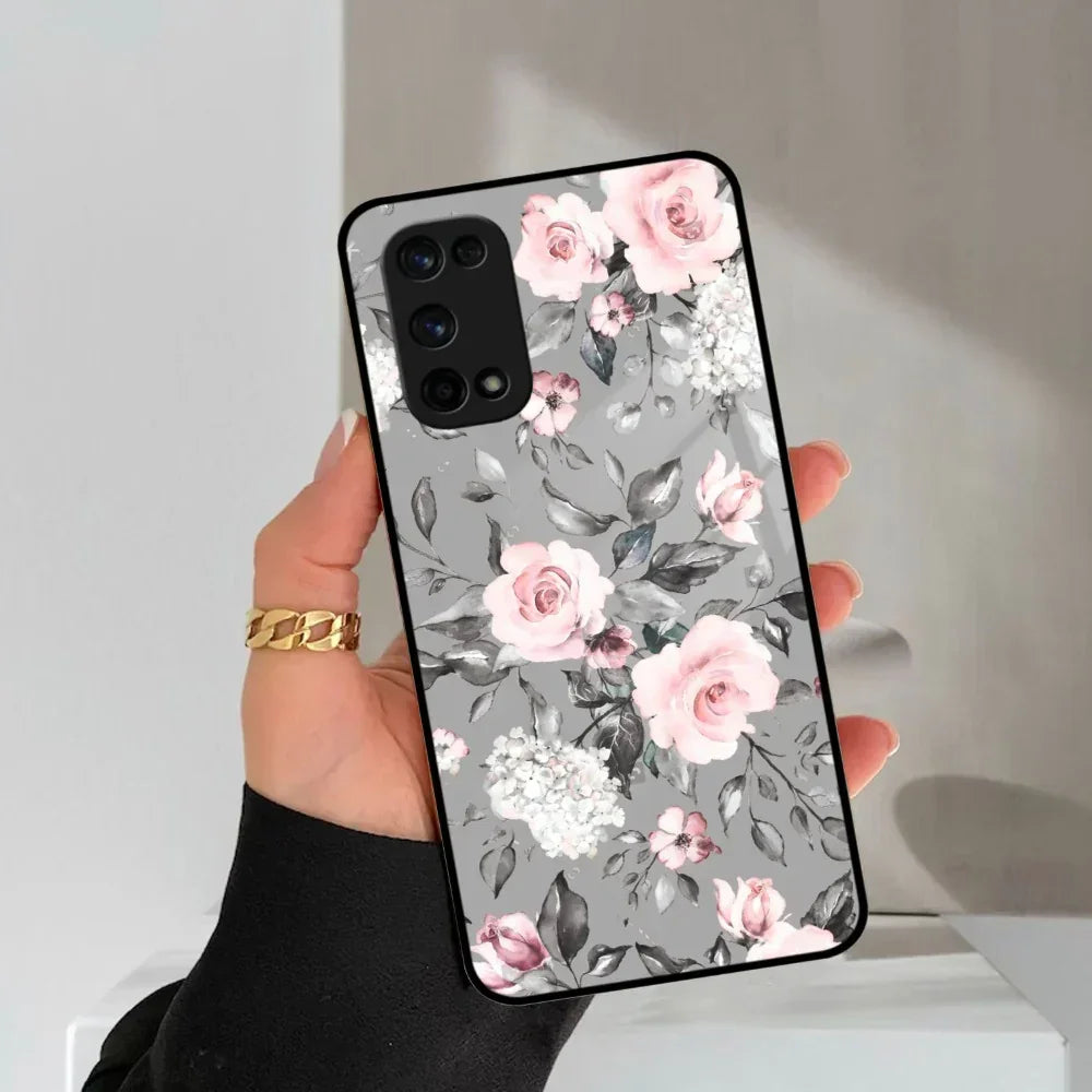 Retro Floral Glossy Glass Case Cover V2 For Realme/Narzo - ShopOnCliQ