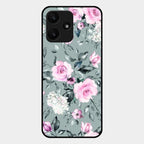 Retro Floral Glossy Glass Case Cover V2 For Redmi 12 5G