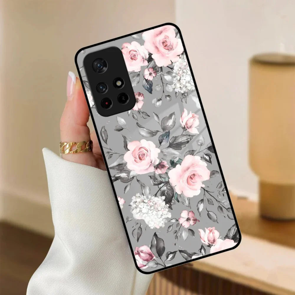 Retro Floral Glossy Glass Case Cover V2 For Poco - ShopOnCliQ