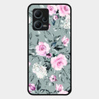 Retro Floral Glossy Glass Case Cover V2 For Redmi Note 12 5G