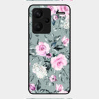 Retro Floral Glossy Glass Case Cover V2 For Redmi Note 13 Pro Plus 5G