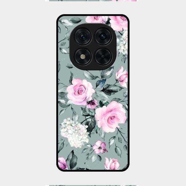 Retro Floral Glossy Glass Case Cover V2 For Redmi Note 14 Pro 5G
