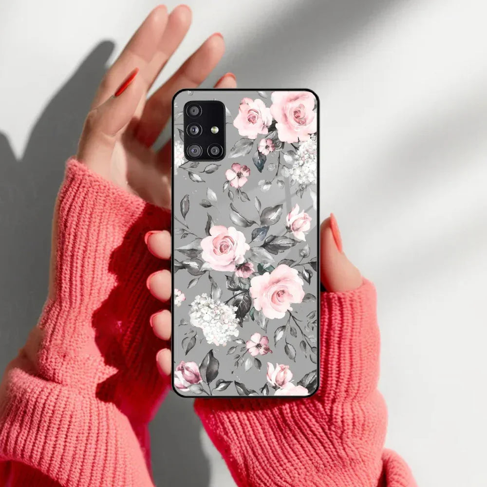 Retro Floral Glossy Glass Case Cover V2 For Samsung - ShopOnCliQ