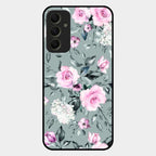 Retro Floral Glossy Glass Case Cover V2 For Samsung Galaxy A34 5G