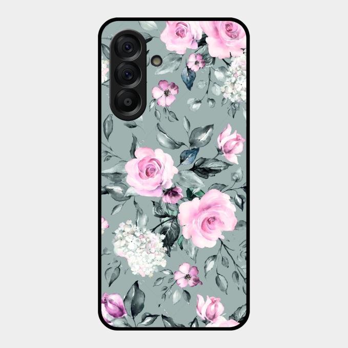 Retro Floral Glossy Glass Case Cover V2 For Samsung Galaxy A56 5G