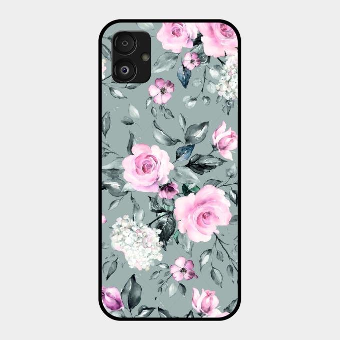 Retro Floral Glossy Glass Case Cover V2 For Samsung Galaxy F14 5G