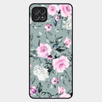 Retro Floral Glossy Glass Case Cover V2 For Samsung Galaxy F42 5G