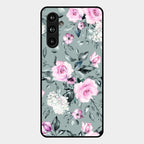 Retro Floral Glossy Glass Case Cover V2 For Samsung Galaxy M54 5G