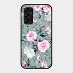 Retro Floral Glossy Glass Case Cover V2 For Samsung Galaxy M14 5G