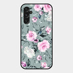 Retro Floral Glossy Glass Case Cover V2 For Samsung Galaxy M34 5G