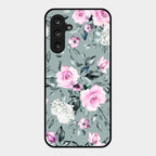 Retro Floral Glossy Glass Case Cover V2 For Samsung Galaxy M55S 5G