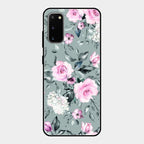 Retro Floral Glossy Glass Case Cover V2 For Samsung Galaxy S20