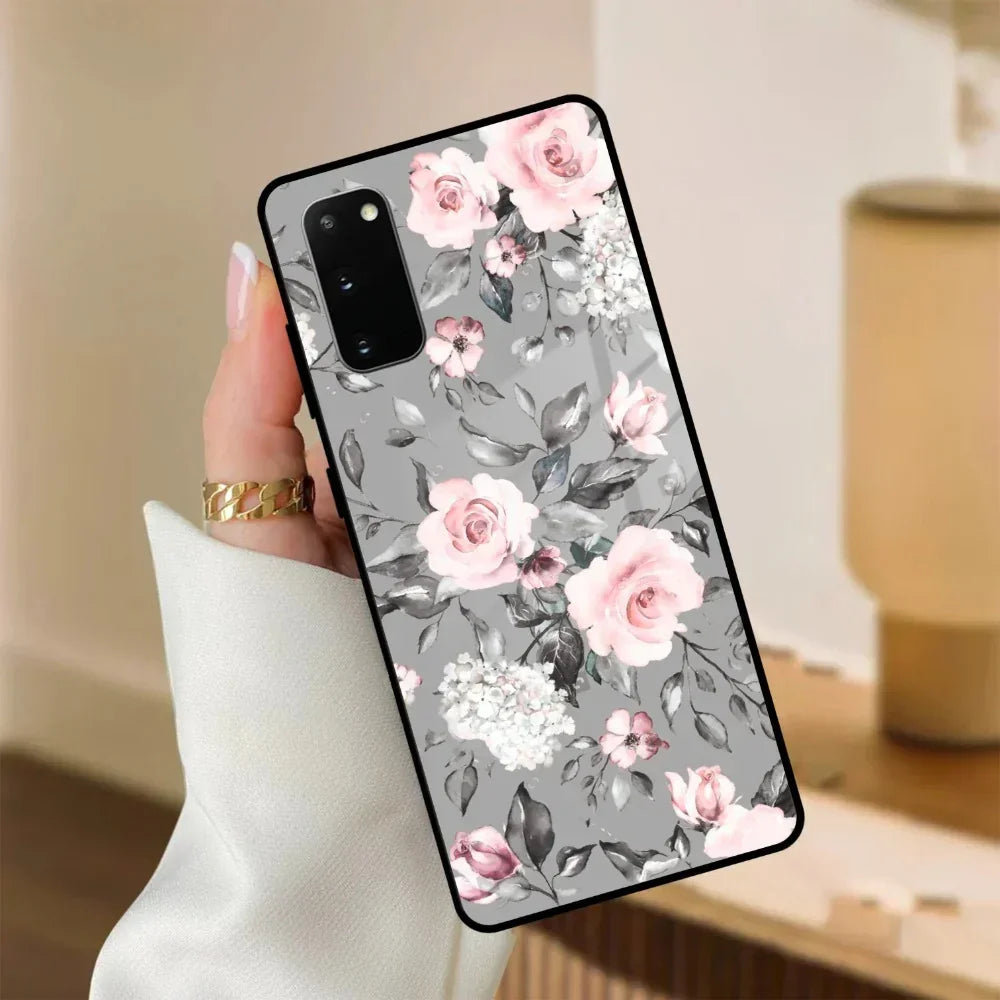 Retro Floral Glossy Glass Case Cover V2 For Samsung - ShopOnCliQ