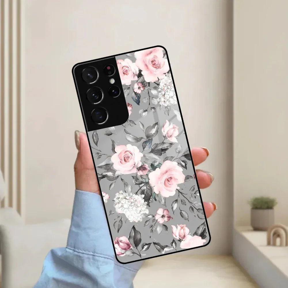 Retro Floral Glossy Glass Case Cover V2 For Samsung - ShopOnCliQ