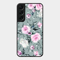 Retro Floral Glossy Glass Case Cover V2 For Samsung Galaxy S22 5G