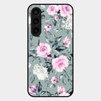 Retro Floral Glossy Glass Case Cover V2 For Samsung Galaxy S23 Fe 5G