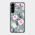 Retro Floral Glossy Glass Case Cover V2 For Samsung Galaxy S24 Plus 5G