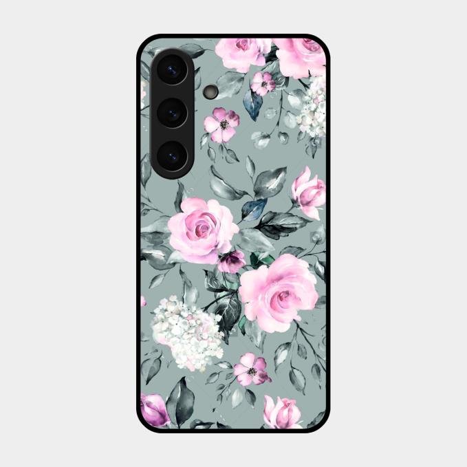 Retro Floral Glossy Glass Case Cover V2 For Samsung Galaxy S26 5G