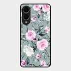 Retro Floral Glossy Glass Case Cover V2 For Samsung Galaxy S25 Edge 5G