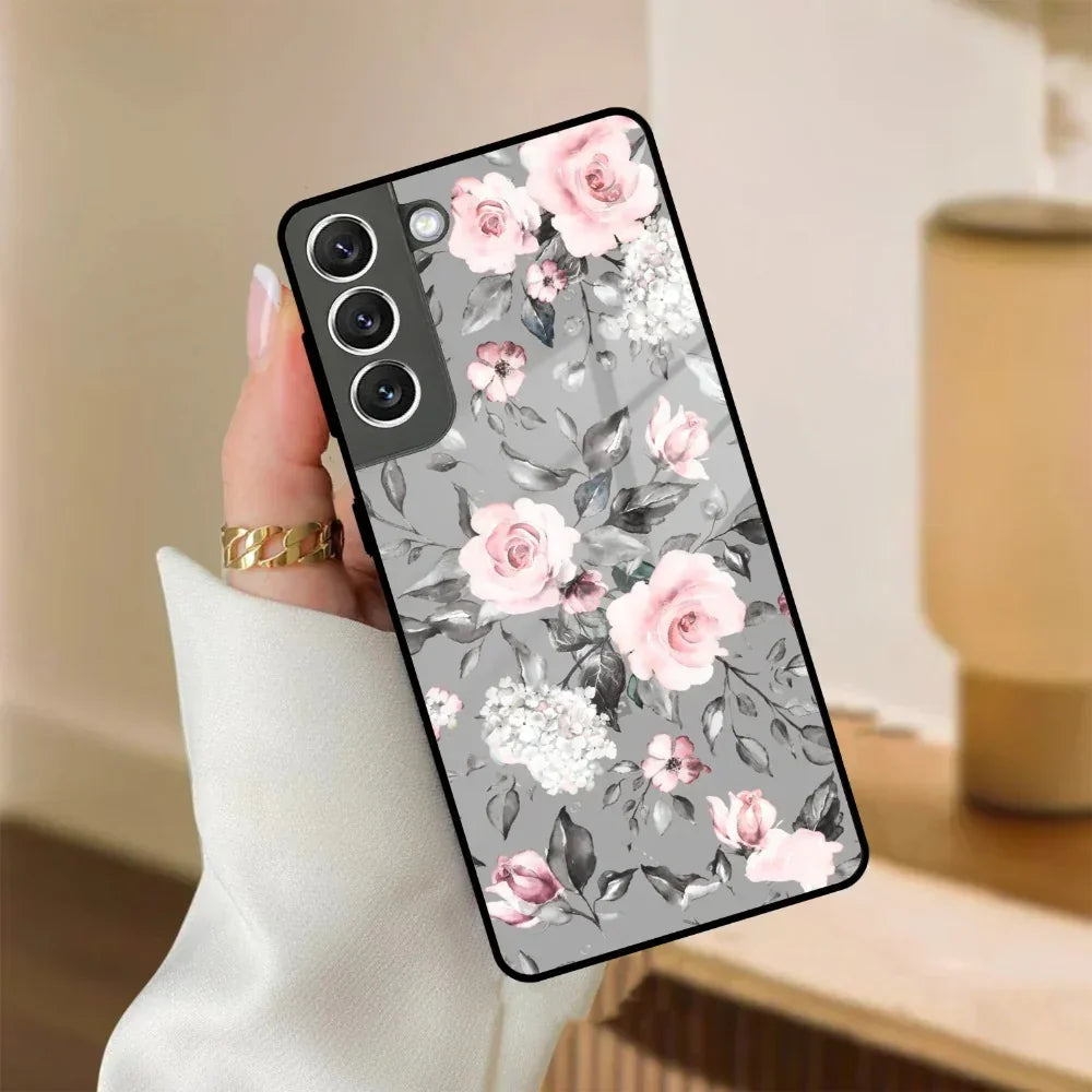 Retro Floral Glossy Glass Case Cover V2 For Samsung - ShopOnCliQ