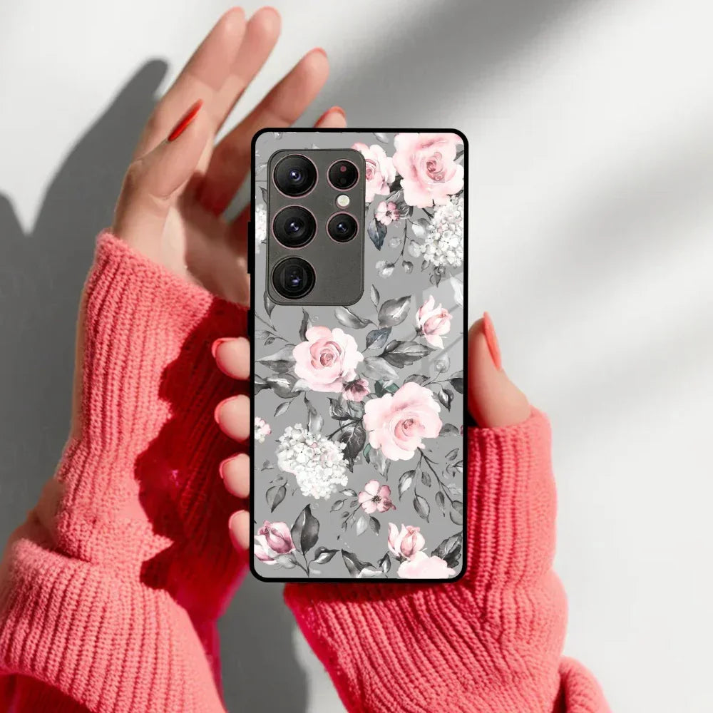 Retro Floral Glossy Glass Case Cover V2 For Samsung - ShopOnCliQ