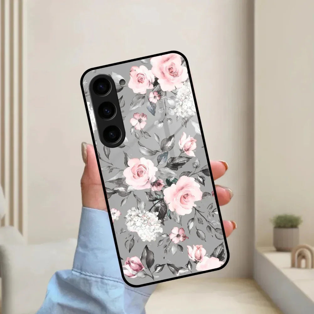 Retro Floral Glossy Glass Case Cover V2 For Samsung - ShopOnCliQ