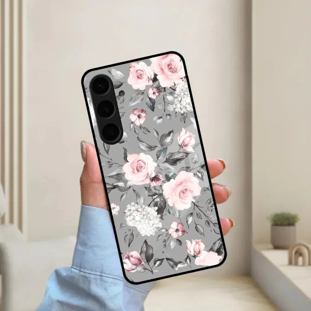 Retro Floral Glossy Glass Case Cover V2 For Samsung - ShopOnCliQ